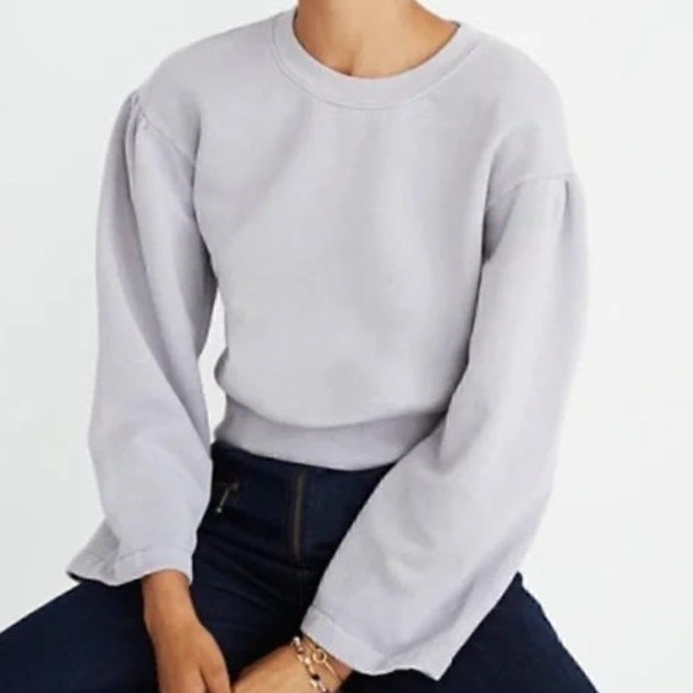 Madewell x Karen Walker Lilac Crop Wide Sleeve Sweatshirt. Size XS